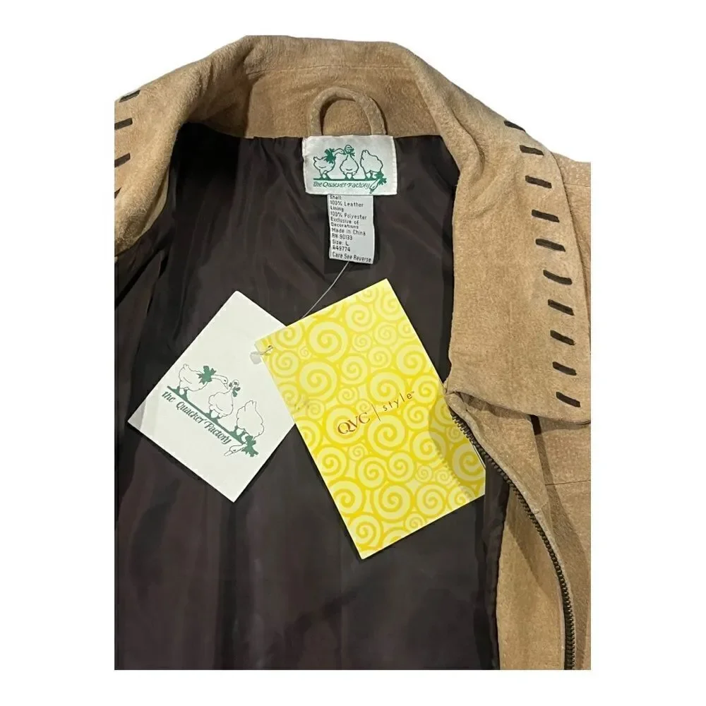 NWT Vintage Suede Quacker Factory Safari Animal Jacket Sz L - Picture 5 of 11